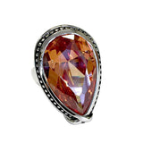 Large Antique Trim Champagne Teardrop Cocktail Ring