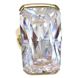 Oversized Emerald Cut Clear CZ Goldtone Fashion Ring
