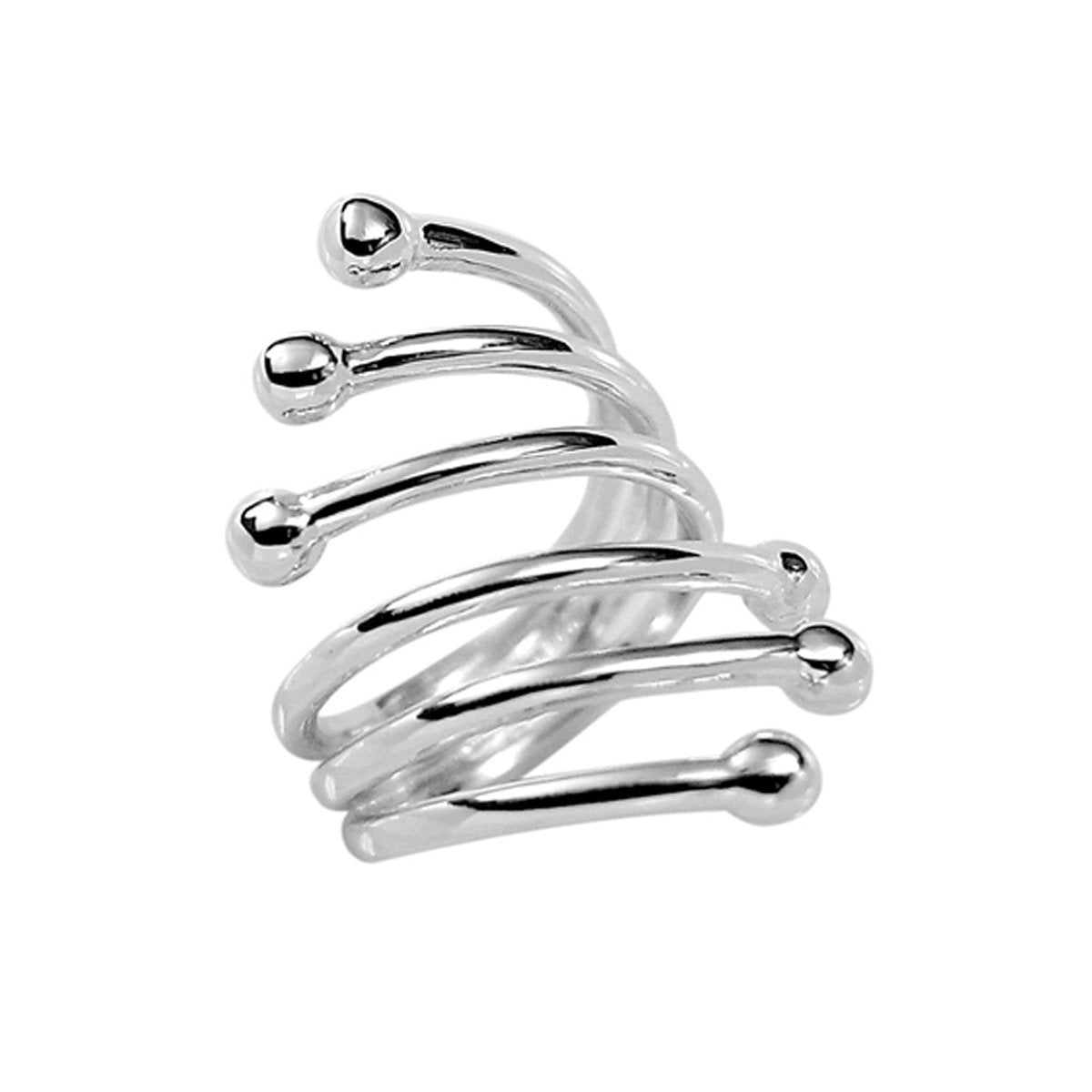 6 Row Modern Twist Wrap Silver Fashion Ring