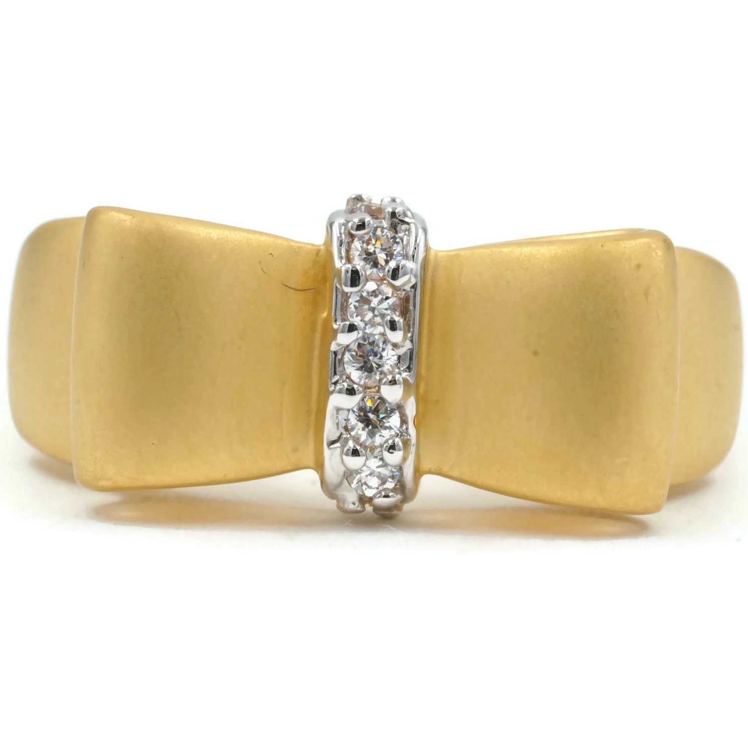 Cute Matte Gold-Silver Bow-Shaped Ring