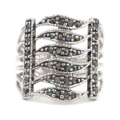 Wide Openwork Band Marcasite Ring-Ringified Jewelry