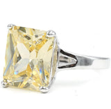 Large Emerald Cut Pale Canary Yellow Stone Ring
