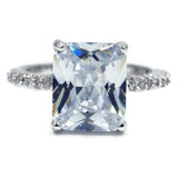 Large Emerald Cut Solitaire Clear Stone Ring