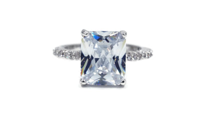 Large Emerald Cut Solitaire Clear Stone Cocktail Ring