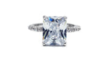 Large Emerald Cut Solitaire Clear Stone Ring
