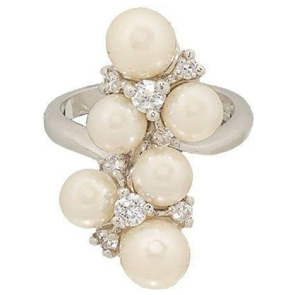 Sparkly Pearl Cluster Statement Ring