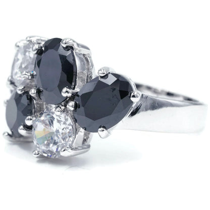 Ovals and Rounds Cluster Jet Black Statement Ring