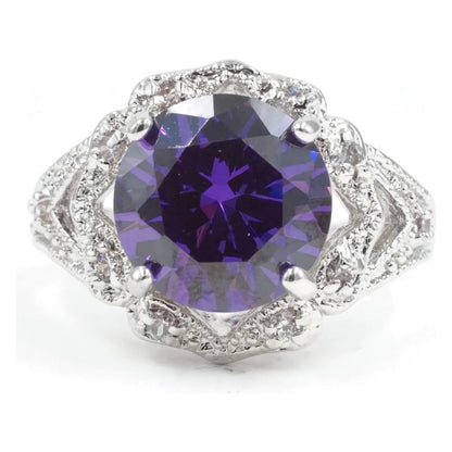 Estate Look Purple Amethyst Single Stone Statement Ring