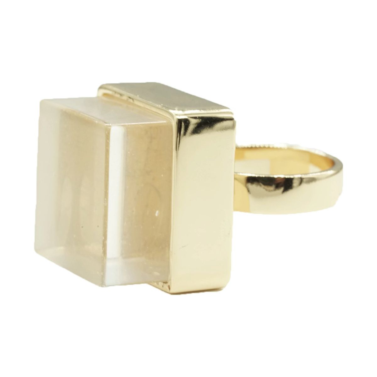 Large Raw Crystal Cube 14K Gold Plate Fashion Ring