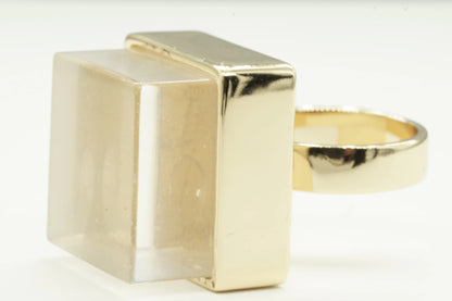 Large Raw Crystal Cube 14K Gold Plate Fashion Ring