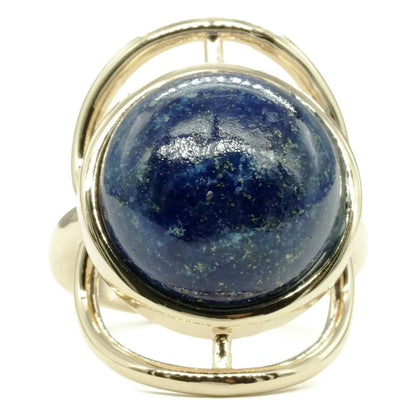 Trendy Genuine Lapis 14K Blue Stone Statement Ring