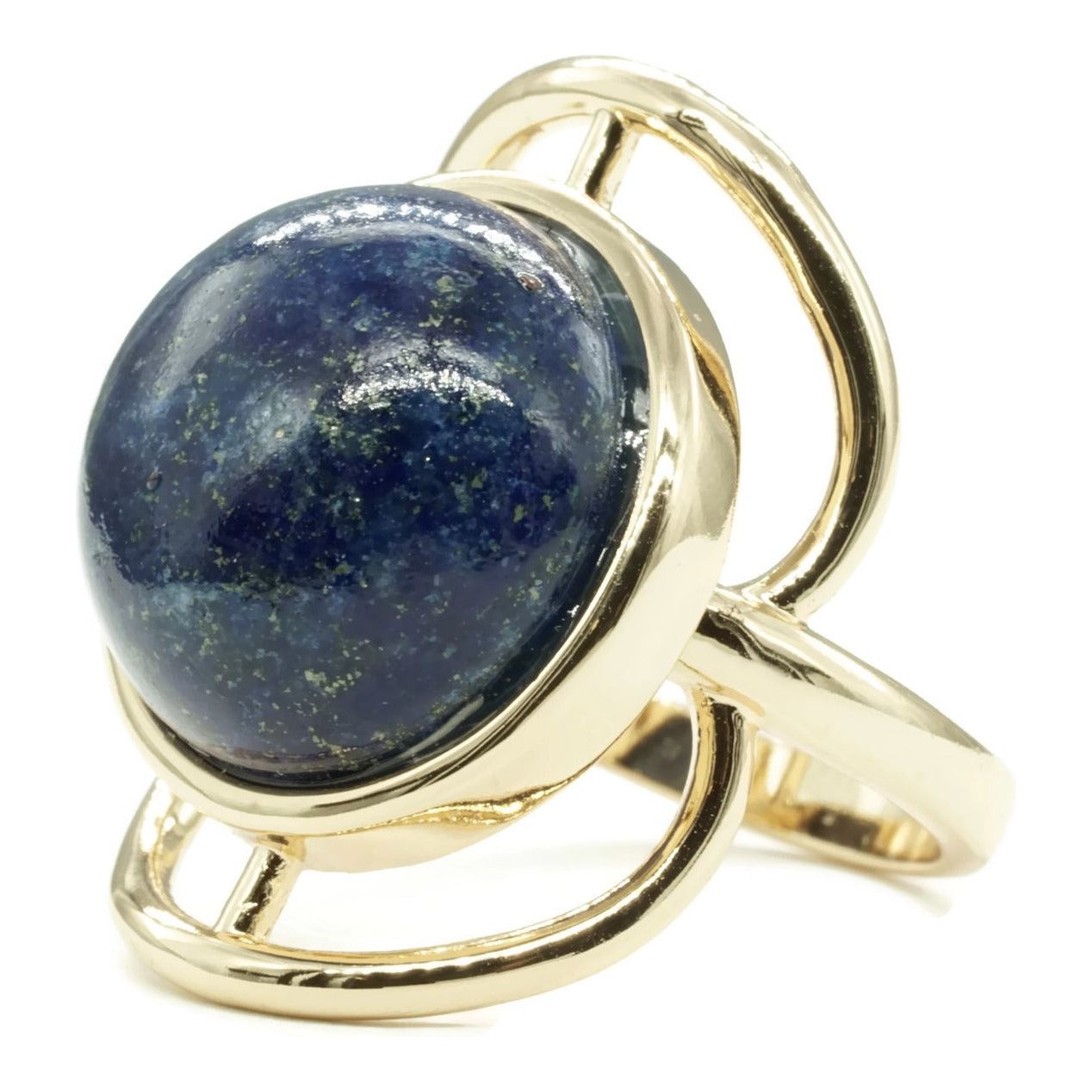 Trendy Genuine Lapis 14K Blue Stone Statement Ring