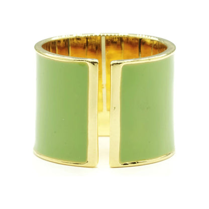 Split Shank Cigar Band 14K Gold Fashion Ring in Green