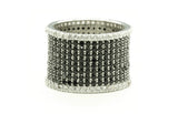 Black and White CZ Cluster Silvertone Fashion Ring Band
