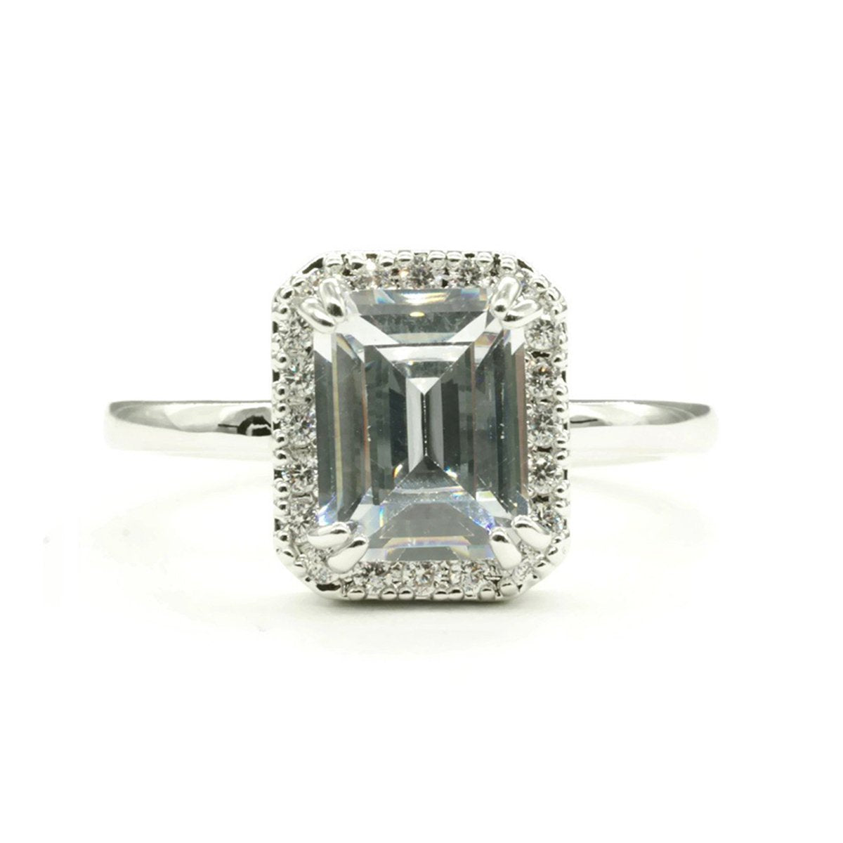 Emerald-Cut Engagement Style Halo Ring