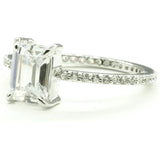 Emerald Cut Clear Cubic Zirconia Micro Pave Engagement Style