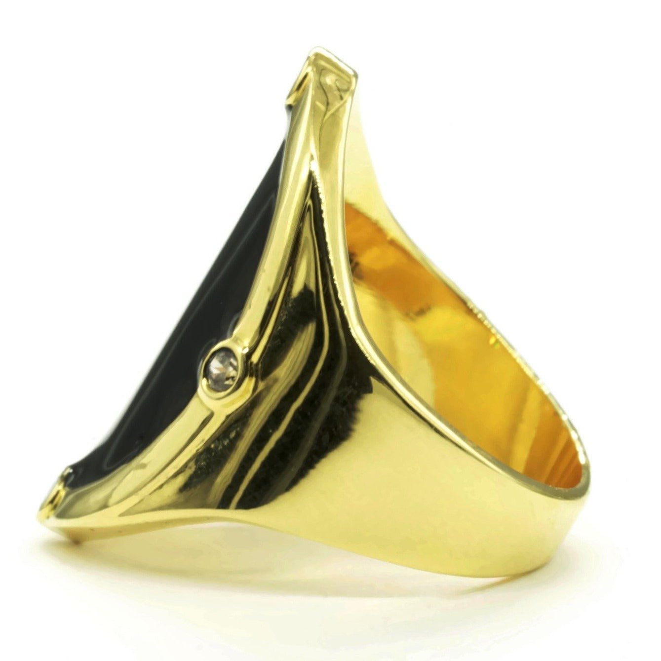 Black 14K Gold Plate Cigar Band Inspired Fashion Ring