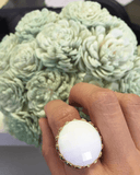 Mesmerizing Faceted White Stone Openwork Shank Ring