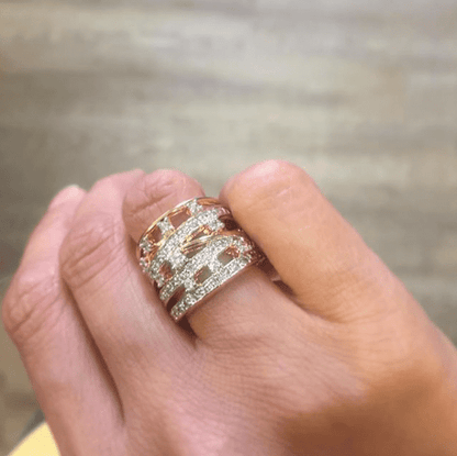 Dazzling Cage 55-Stone 14K Statement Ring