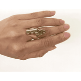 Mini Armor Shield Inspired Gold Tone Knuckle Ring